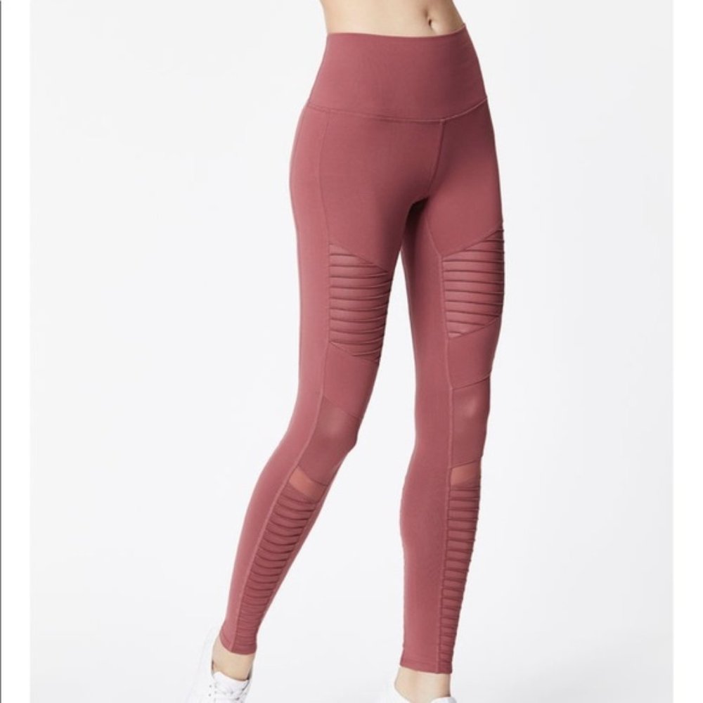 NWT Alo Yoga High Rise Moto Leggings in Earth Sz M - Picture 2 of 12